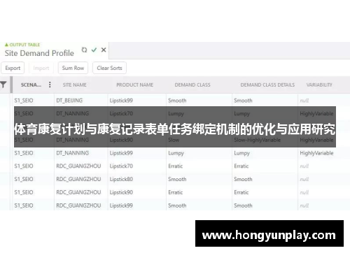 体育康复计划与康复记录表单任务绑定机制的优化与应用研究